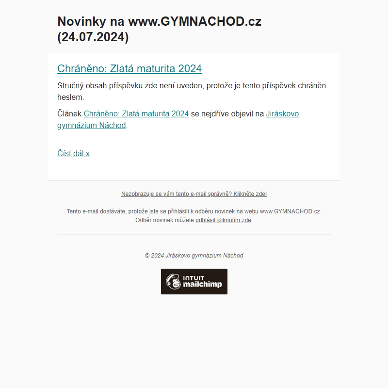 Novinky na www.GYMNACHOD.cz (24.07.2024)