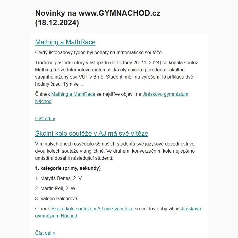 Novinky na www.GYMNACHOD.cz (18.12.2024)