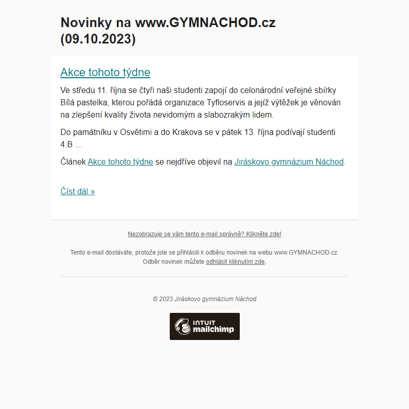 Novinky na www.GYMNACHOD.cz (09.10.2023)