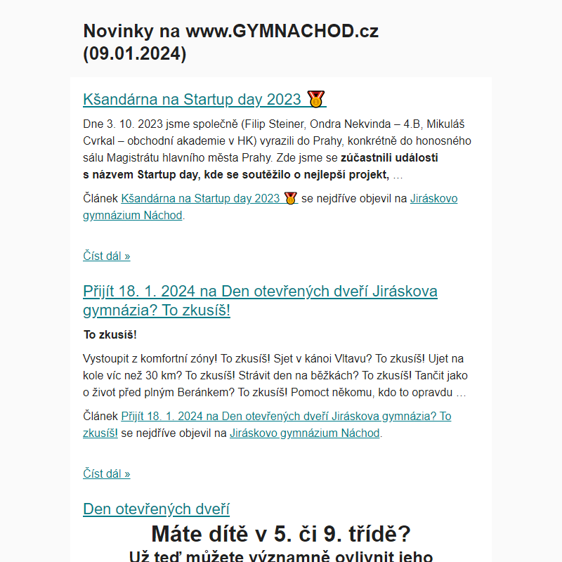 Novinky na www.GYMNACHOD.cz (09.01.2024)