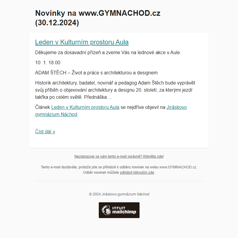 Novinky na www.GYMNACHOD.cz (30.12.2024)