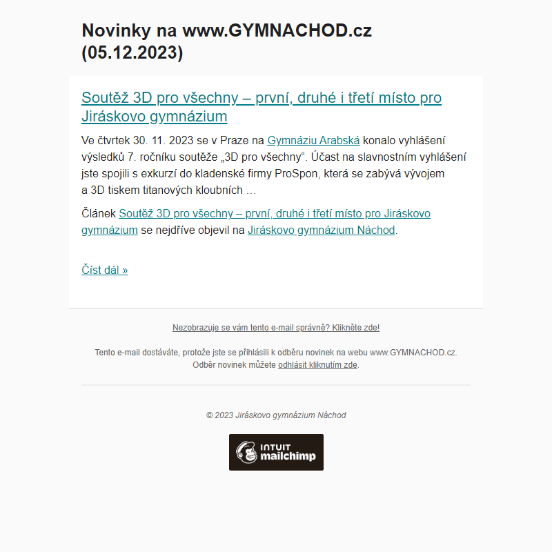 Novinky na www.GYMNACHOD.cz (05.12.2023)
