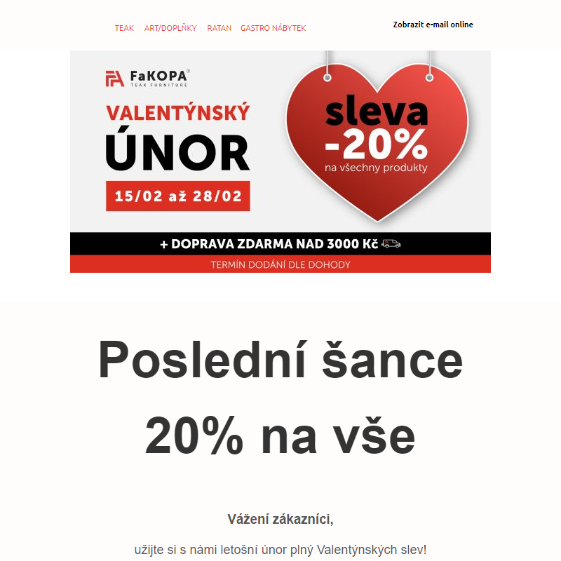 Poslední šance na slevu 20% na Fakopa.cz