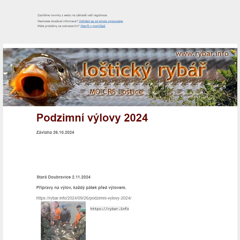 Podzimní výlovy 2024