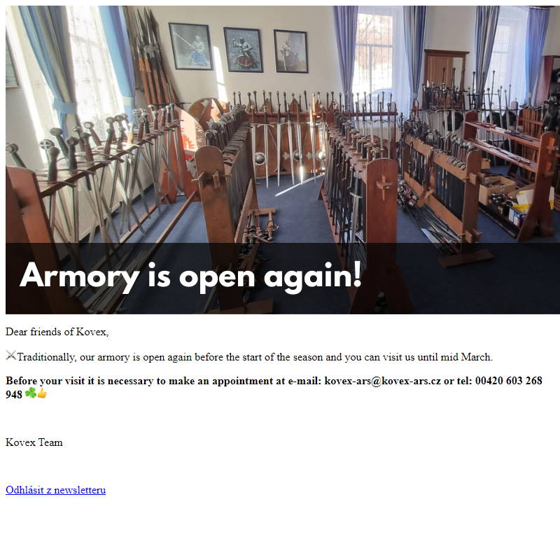 Kovex armory is open again!