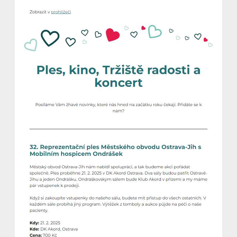 Zveme vás na ples, do kina i na koncert