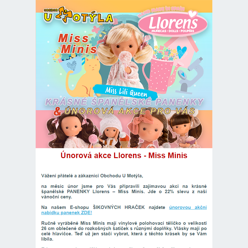 Unorova nabidka panenek Llorens - Miss Minis