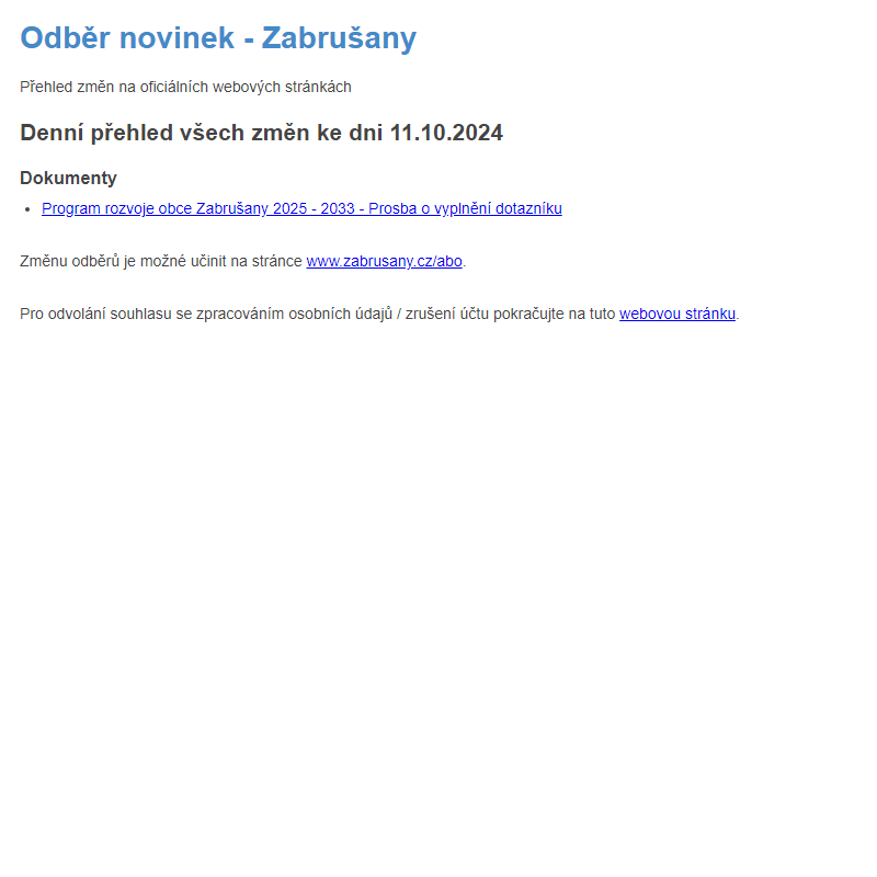 Odběr novinek ze dne 11.10.2024