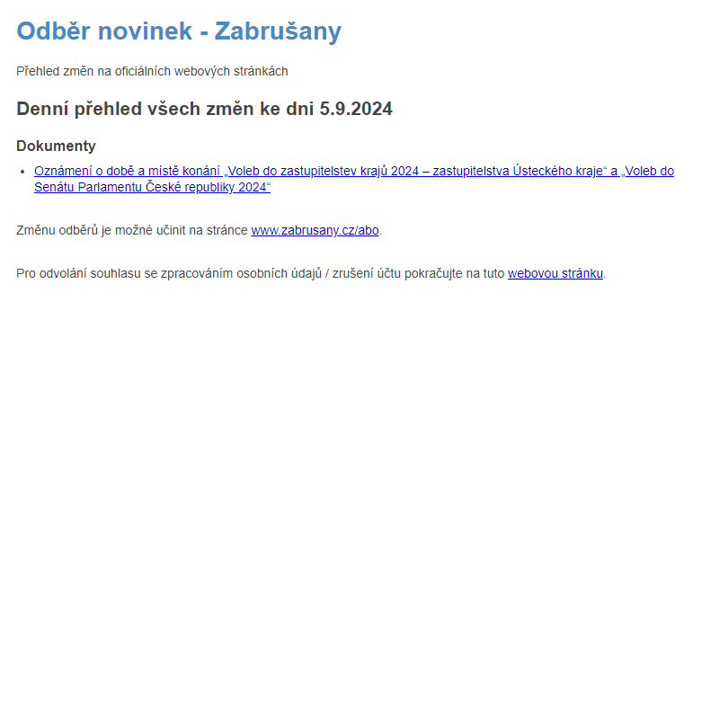 Odběr novinek ze dne 5.9.2024