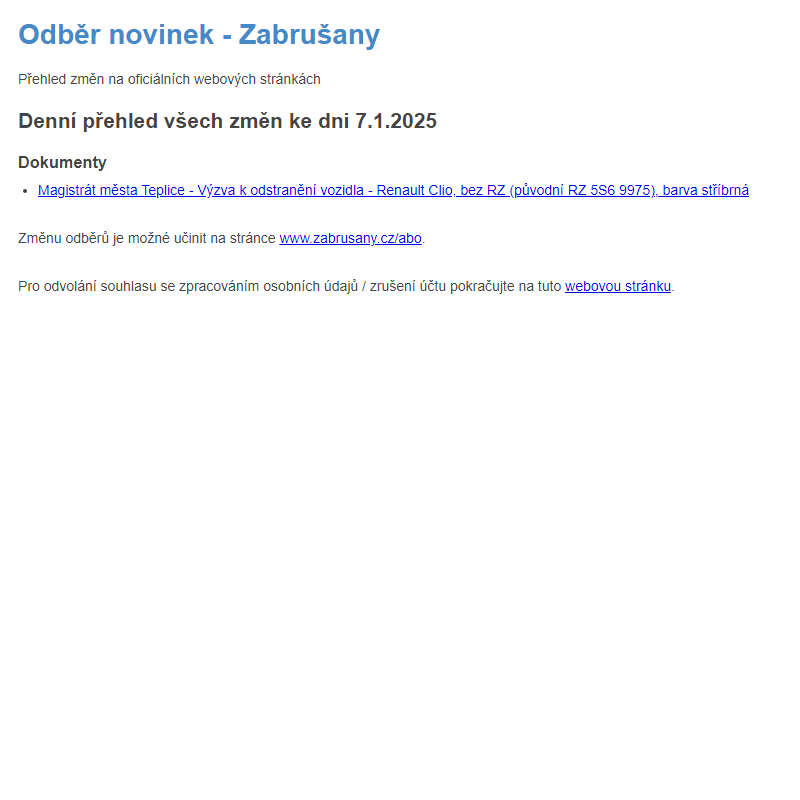 Odběr novinek ze dne 7.1.2025