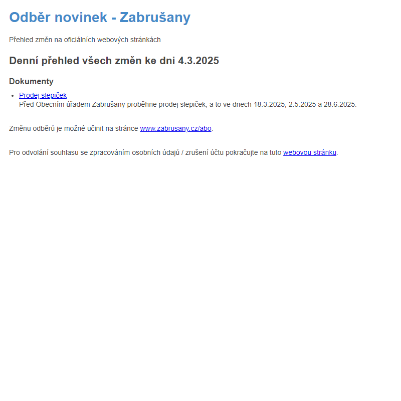 Odběr novinek ze dne 4.3.2025