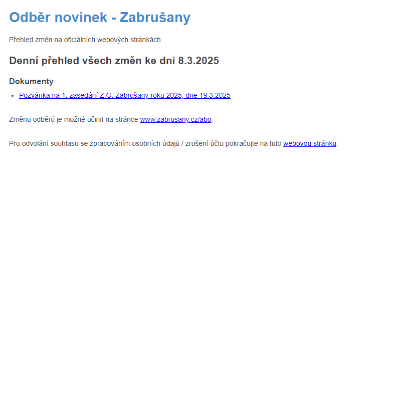 Odběr novinek ze dne 8.3.2025