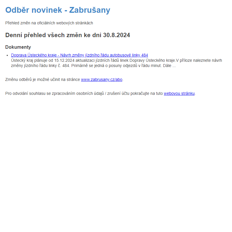 Odběr novinek ze dne 30.8.2024