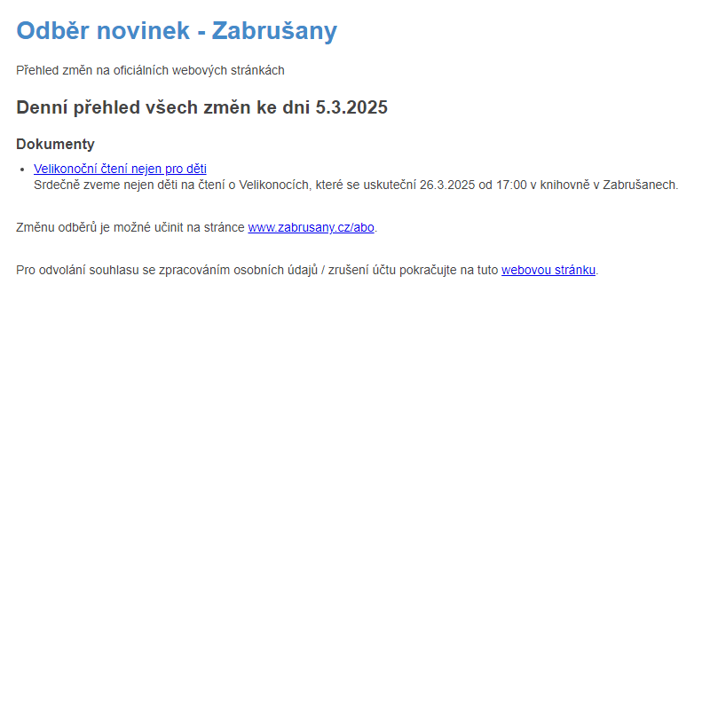 Odběr novinek ze dne 5.3.2025