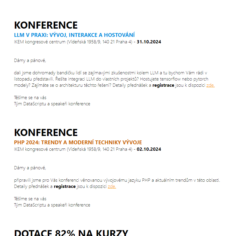 LLM vs. PHP2024 a garantované kurzy