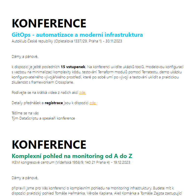 Dávka garantovaných kurzů, Konference GitOps a Monitoring , Morning Talks