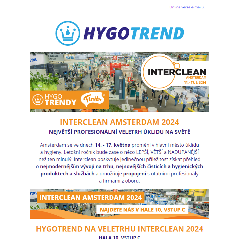 _ HYGOTREND | Zveme vás na veletrh INTERCLEAN AMSTERDAM 2024.