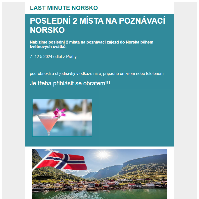 Last Minute Norsko 7.5.
