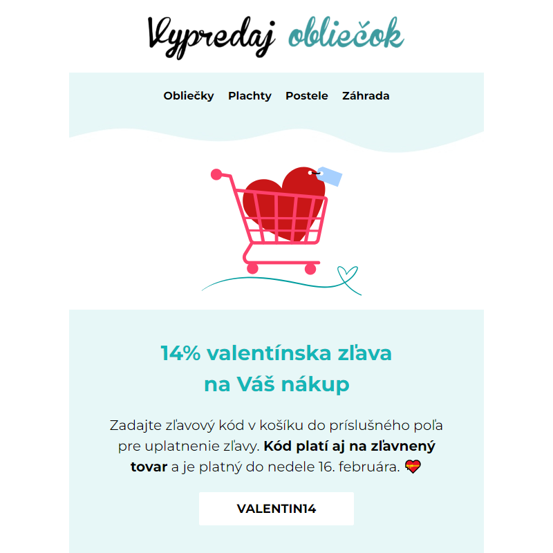 Zaláskovaná zľava -14 % na všetko! _