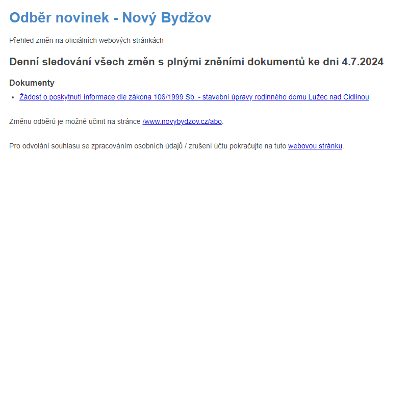 Odběr novinek ze dne 4.7.2024