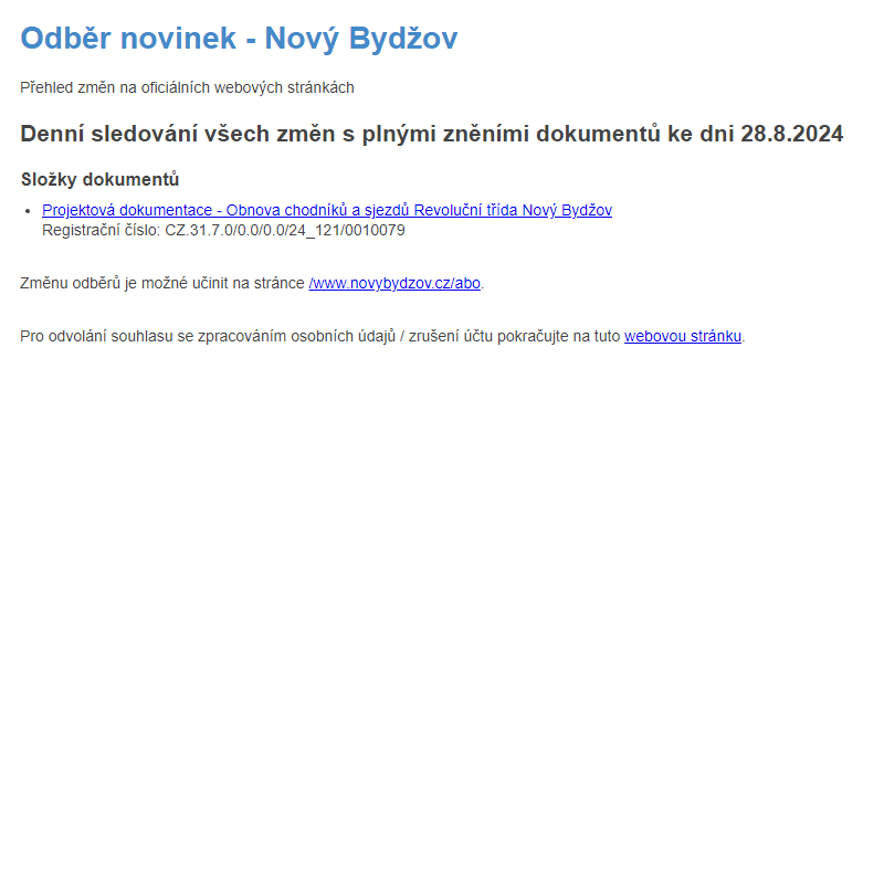 Odběr novinek ze dne 28.8.2024