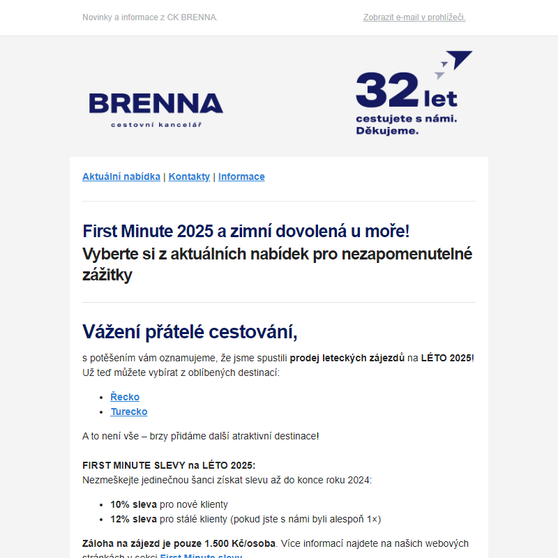 __ First Minute 2025 a zimní dovolená u moře!