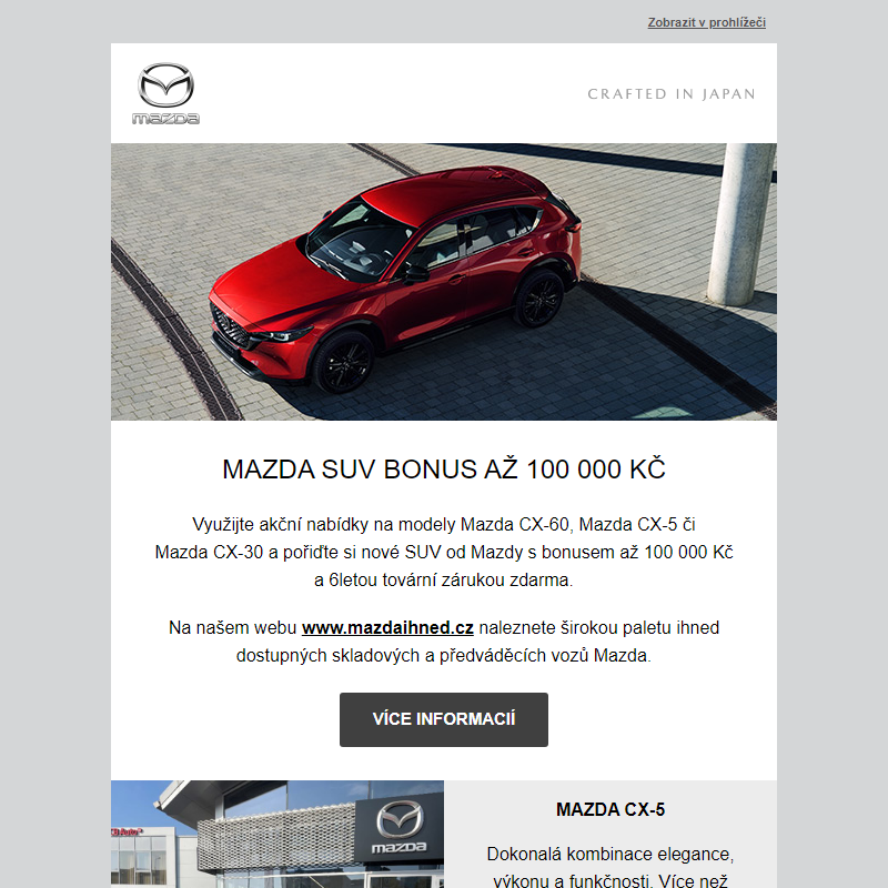 Akční nabídka na vozy Mazda až 100 000 Kč