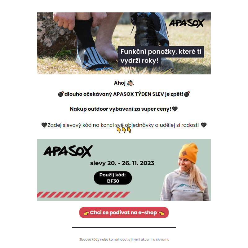 _Dlouho očekávaný APASOX týden slev je zpět! _Nakup outdoor vybavení za super ceny! _