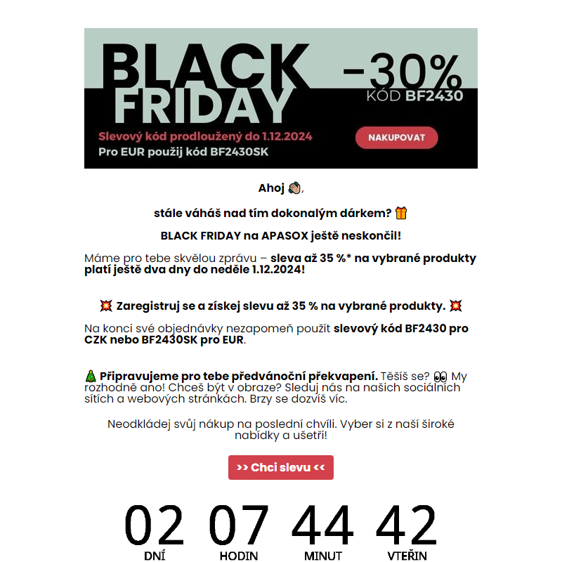 _ Black Friday pokračuje! Sleva až 35 % platí ještě 2 dny.