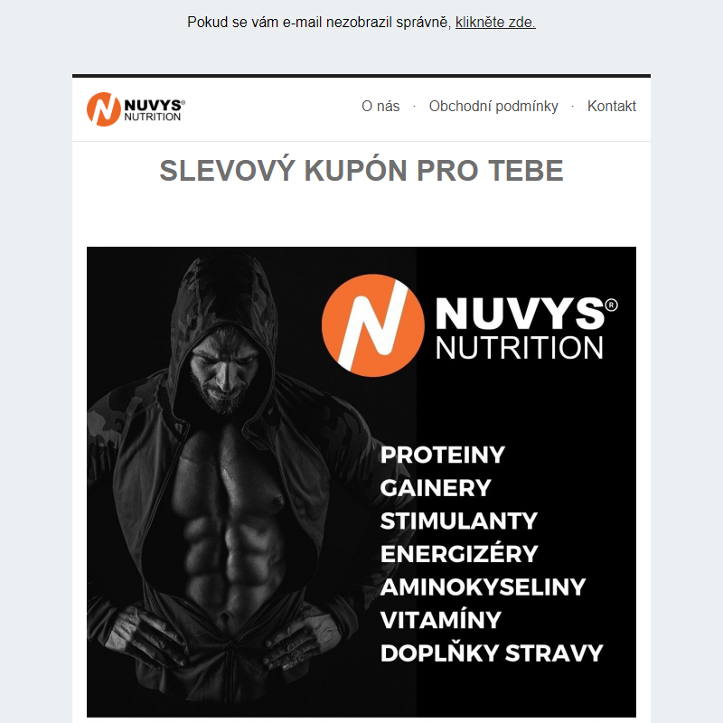 Kupón pro TEBE - NUVYS NUTRITION