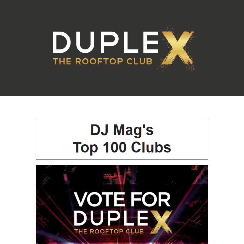 Vote for DupleX Prague in DJ Mag's Top 100 Clubs