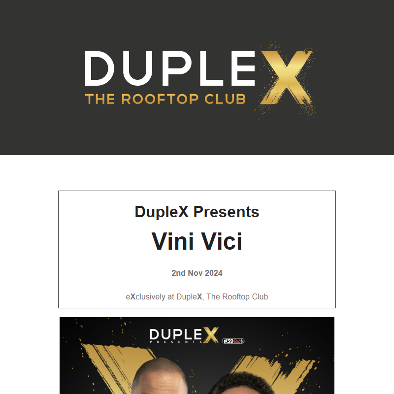 DupleX presents Vini Vici - Saturday 2.11.2024