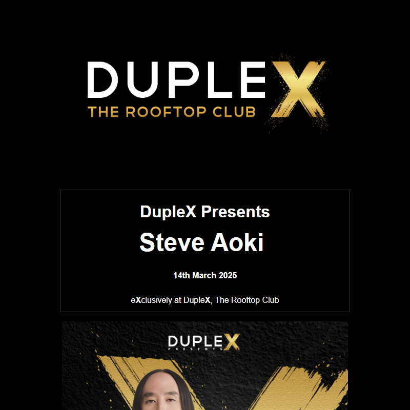 DupleX Presents Steve Aoki 14.3.2025