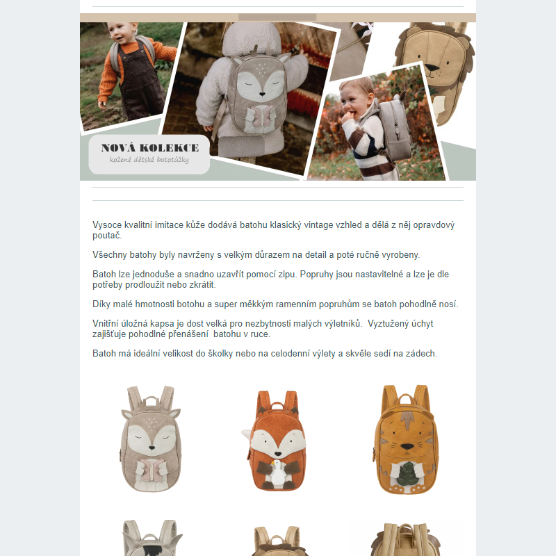 Nová kolekce zvířátkových dětských batohů___
