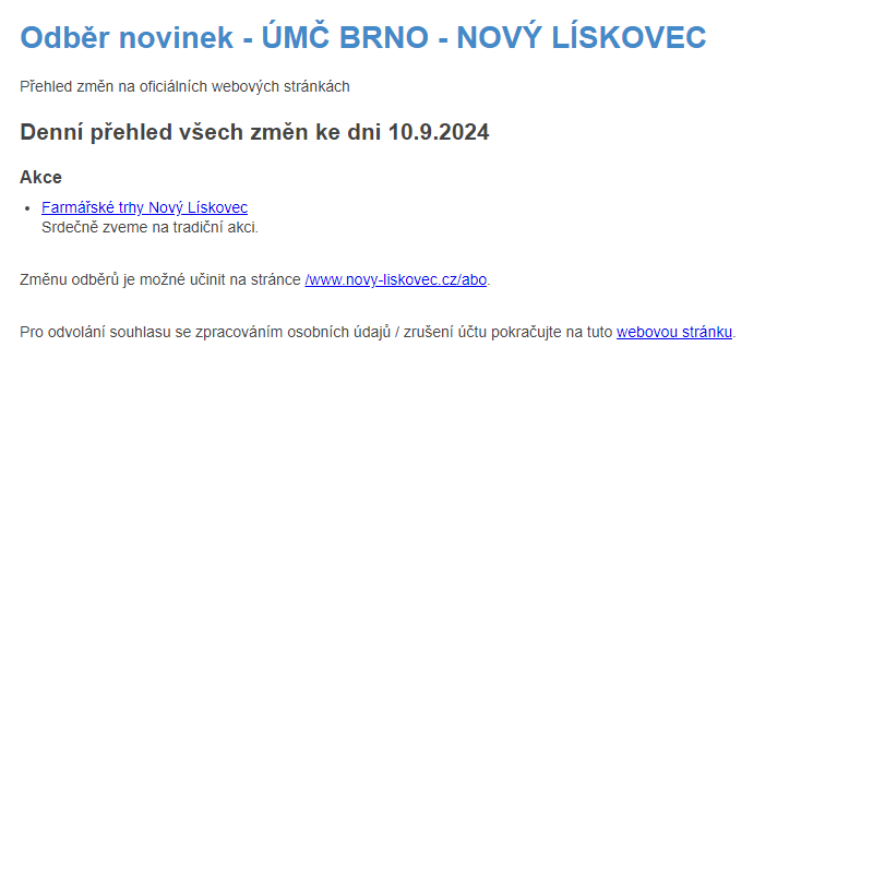 Odběr novinek ze dne 10.9.2024