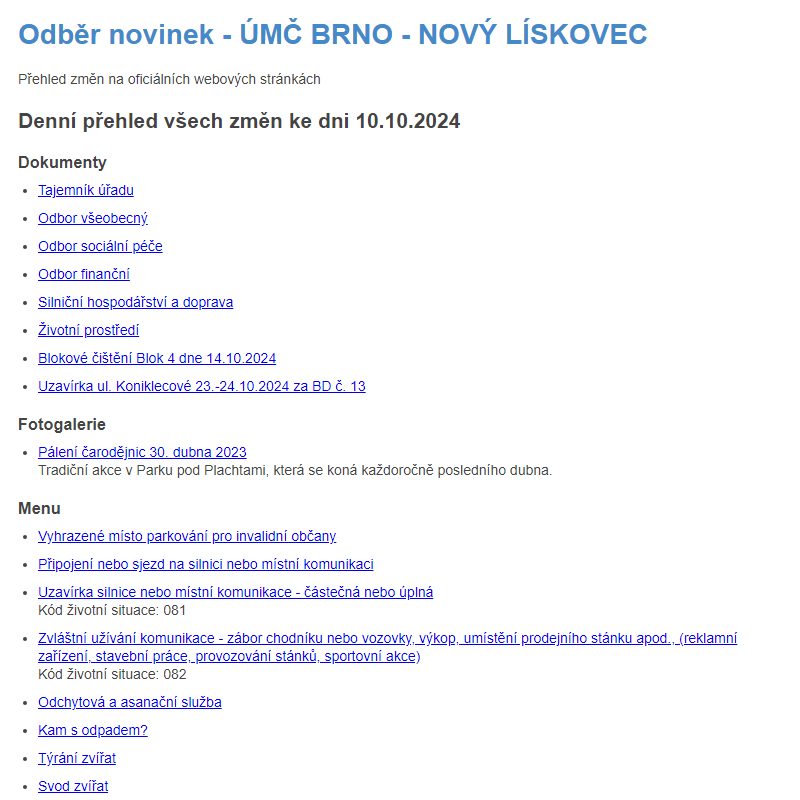 Odběr novinek ze dne 10.10.2024