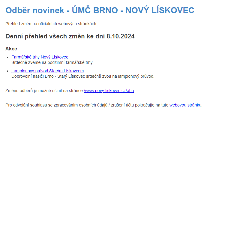 Odběr novinek ze dne 8.10.2024