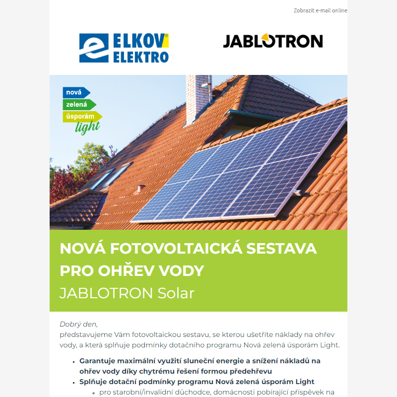 Fotovoltaická sestava Jablotron Solar