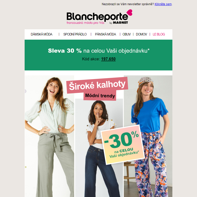 TOP trend jara právě na Blancheporte _ široké kalhoty