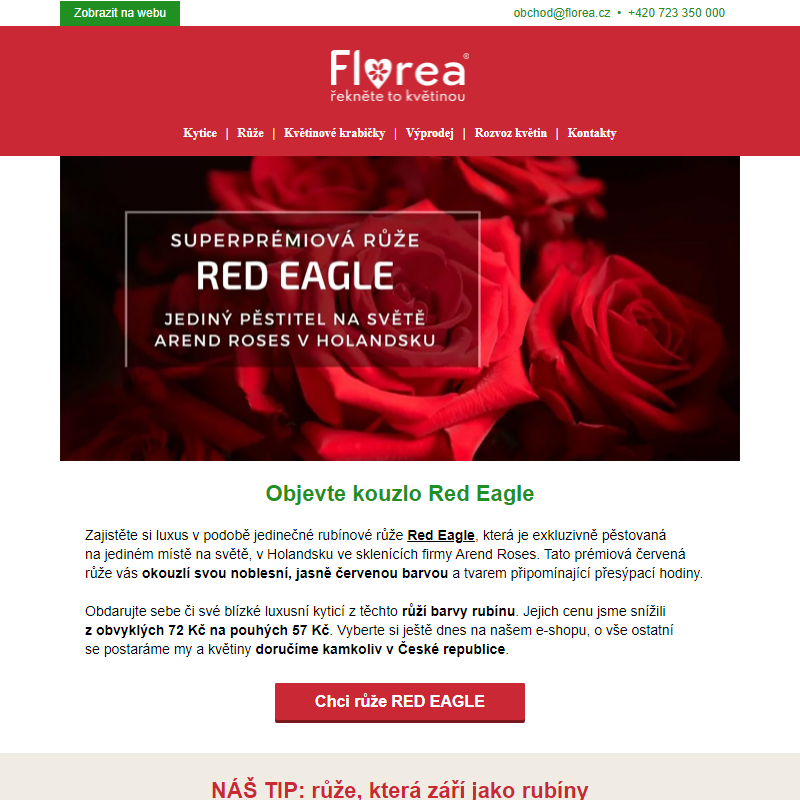 Red Eagle: Prémiová růže za neodolatelných 57 Kč!