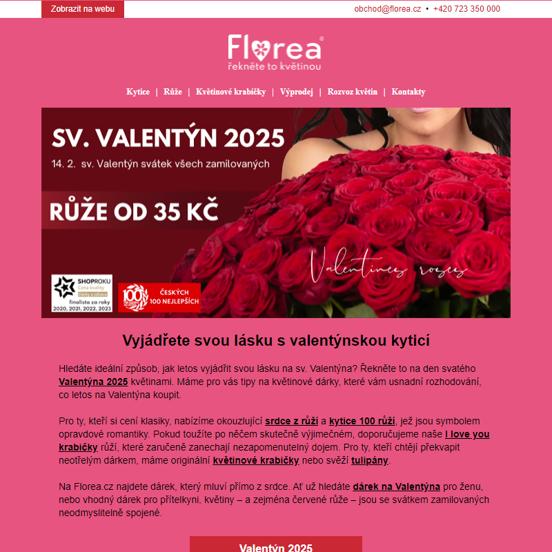 Vyjádřete svou lásku s valentýnskou kyticí od Florea.cz