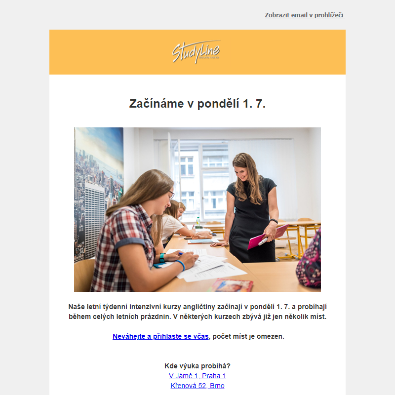 Začínáme v pondělí 1. 7. | www.Studyline.cz