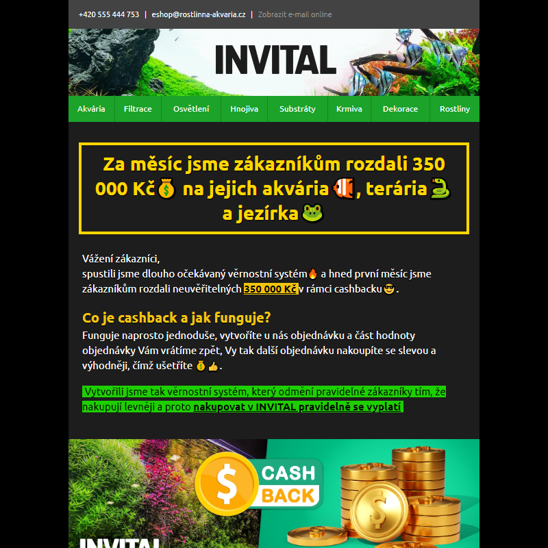 Za 30 dní jsme zákazníkům rozdali 350 000 Kč_ na jejich akvária_, terária_ a jezírka_