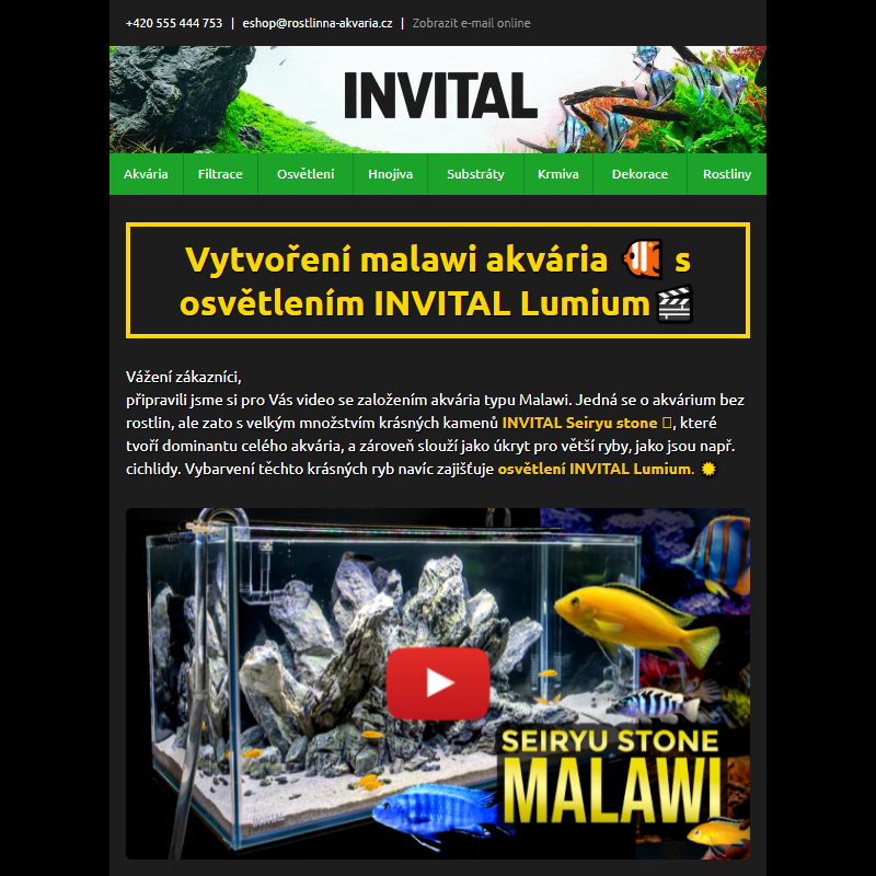 Vytvoření malawi akvária _ s osvětlením INVITAL Lumium - VIDEO _