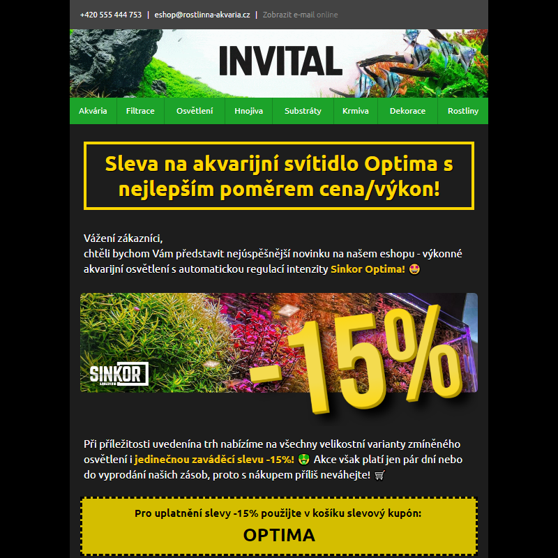 PROMO AKCE na akvarijní svítidlo Optima s nejlepším poměrem cena/výkon! __