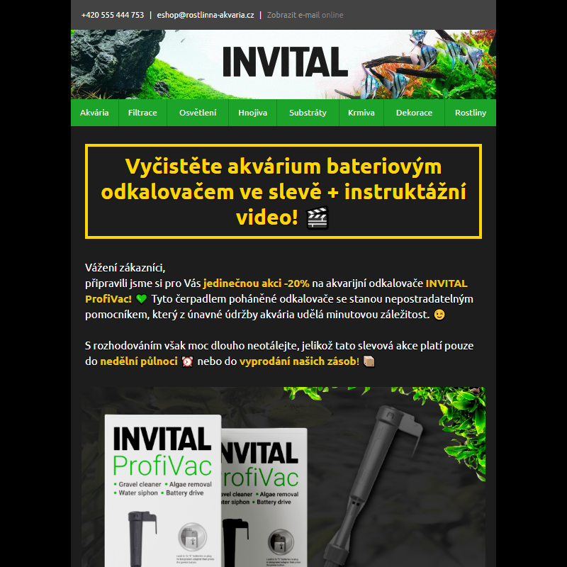 Vyčistěte akvárium bateriovým odkalovačem ve slevě + instruktážní video! _