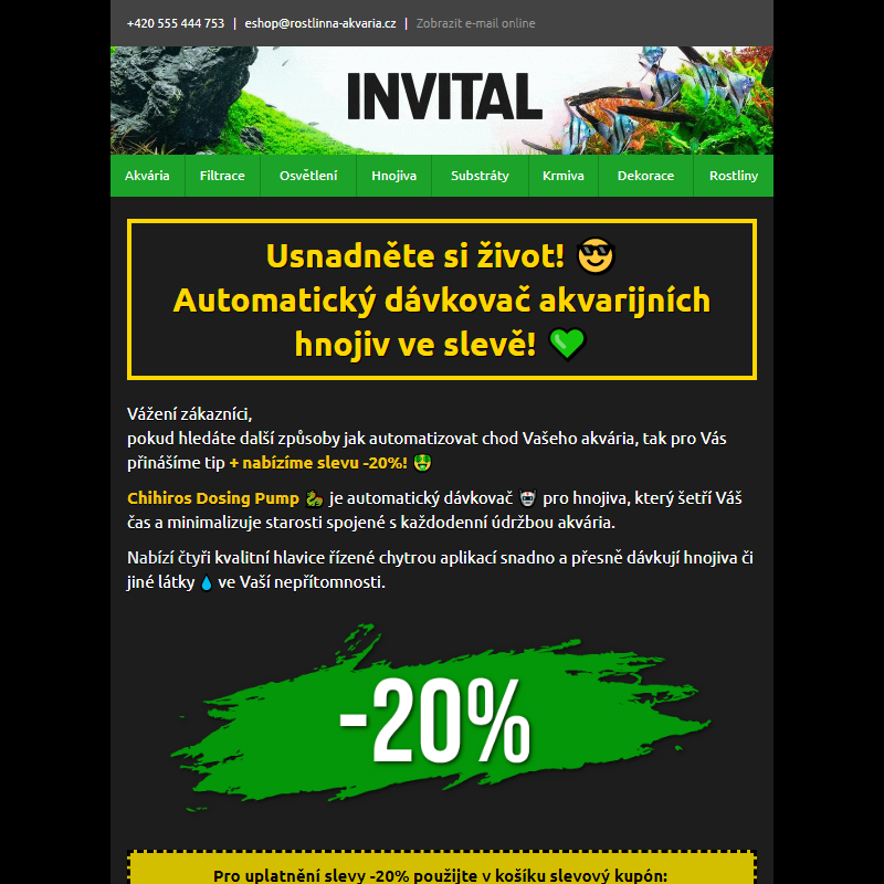 Usnadněte si život! Automatický dávkovač akvarijních hnojiv ve slevě! __