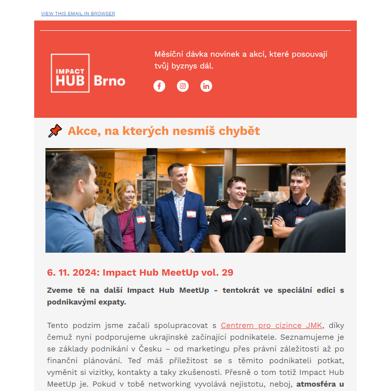 Přijď se seznámit s dalšími podnikavci, zjisti více o centent marketingu na Raynet snídani a přečti si o Vstupu na den k nám do Impact Hubu!