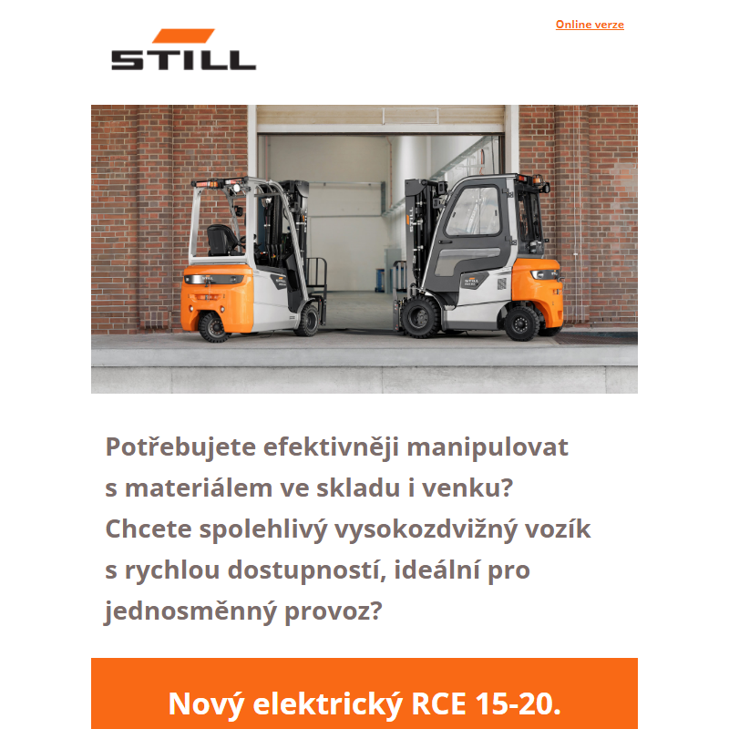 Nový elektrický vozík STILL RCE 15-20 - Jednoduše Vám sedne