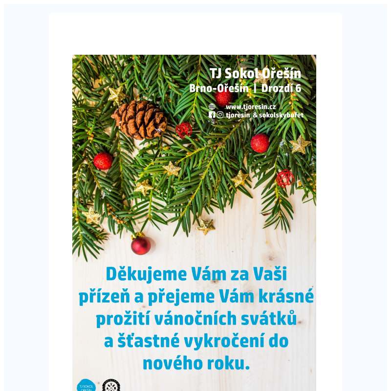 Vánoční pozdrav z TJ Sokol Ořešín!